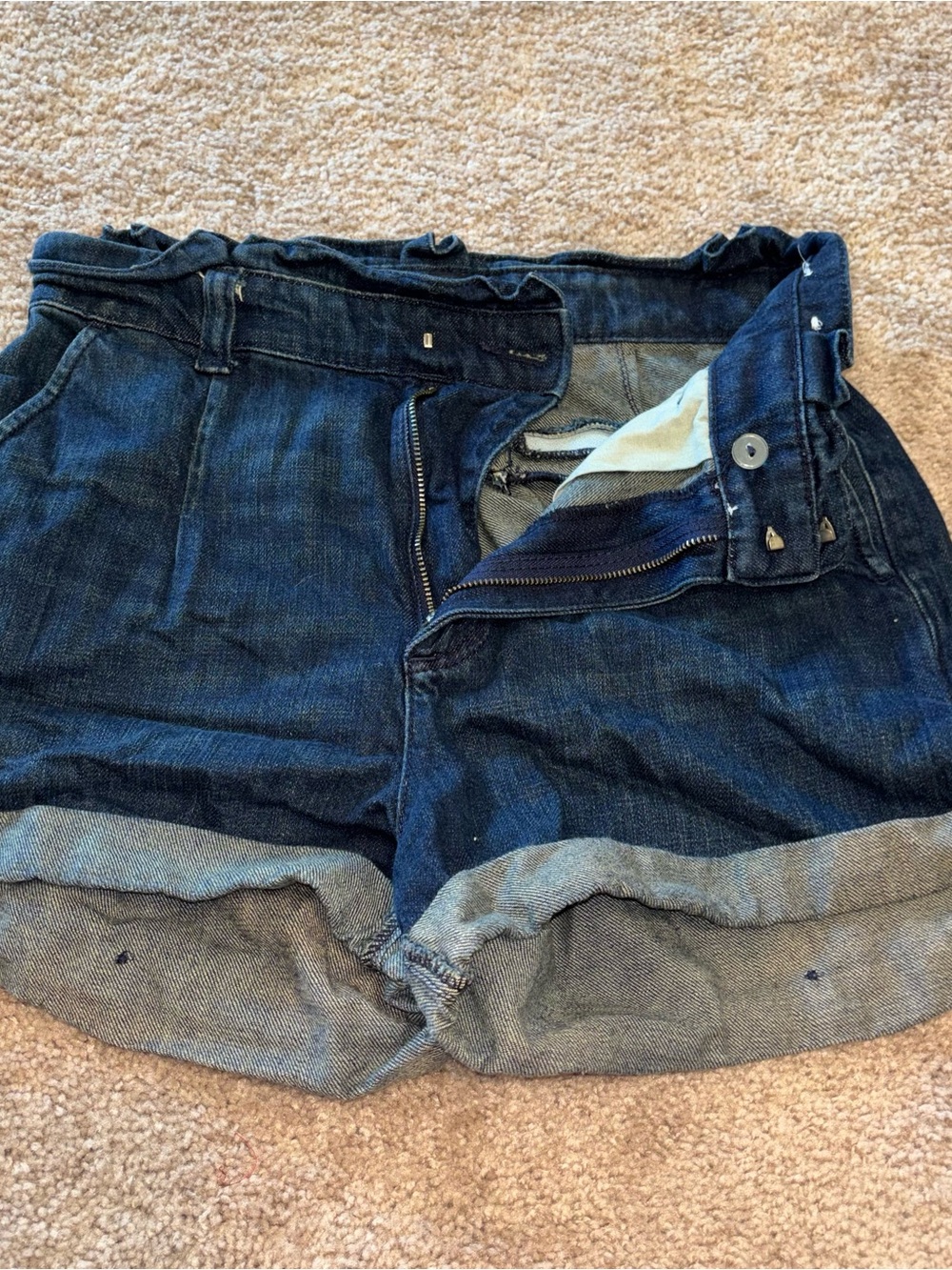 Express size 6 extreme high rise Dark Blue Rolled Cuff Denim Shorts